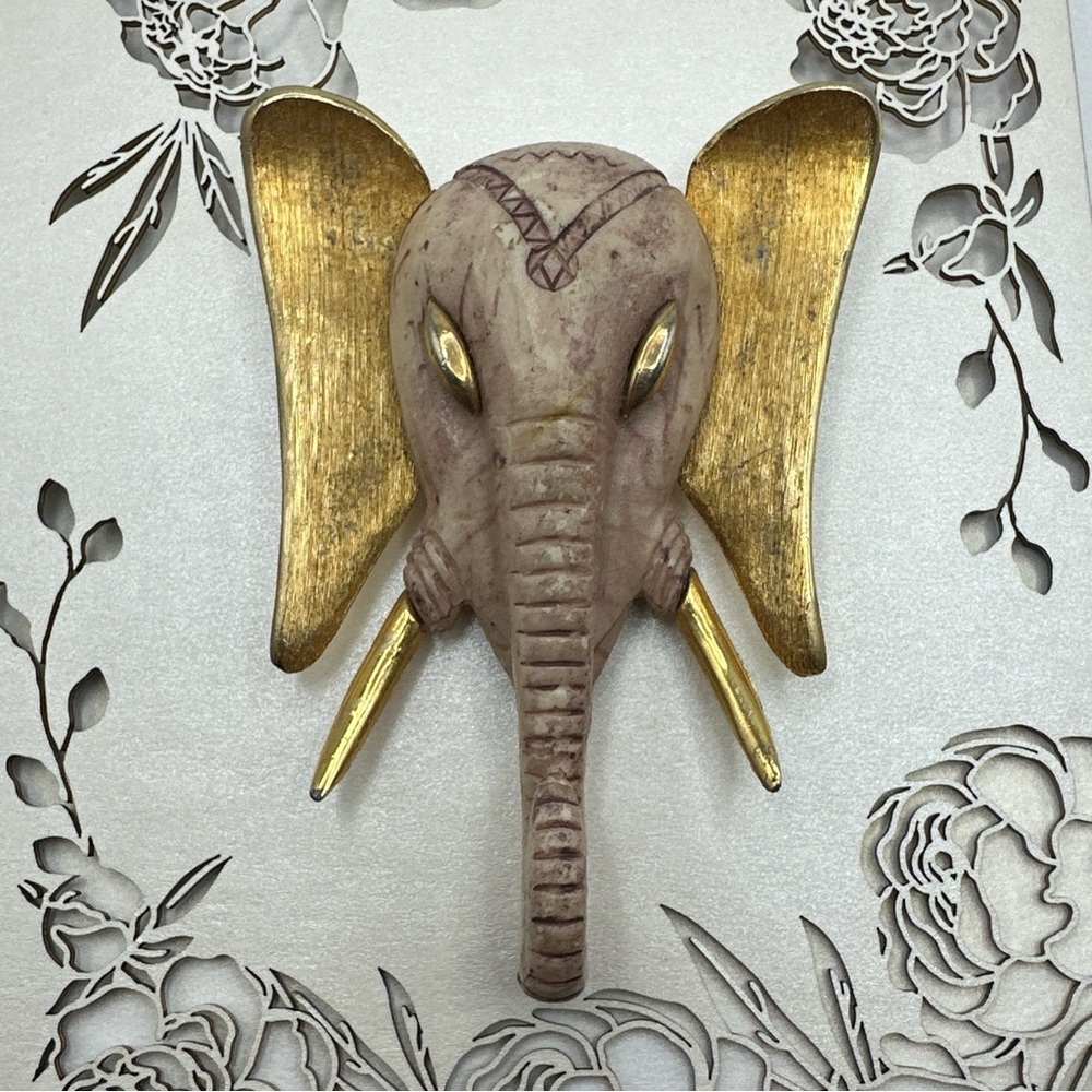 Razza Elephant Head Large Pendant Necklace‎ Figurine Vintage 1970s #675